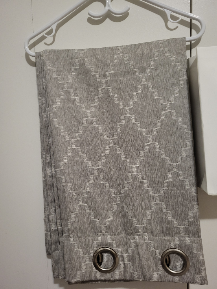 84 inches Grey Geometric Patterned Curtain 2pcs