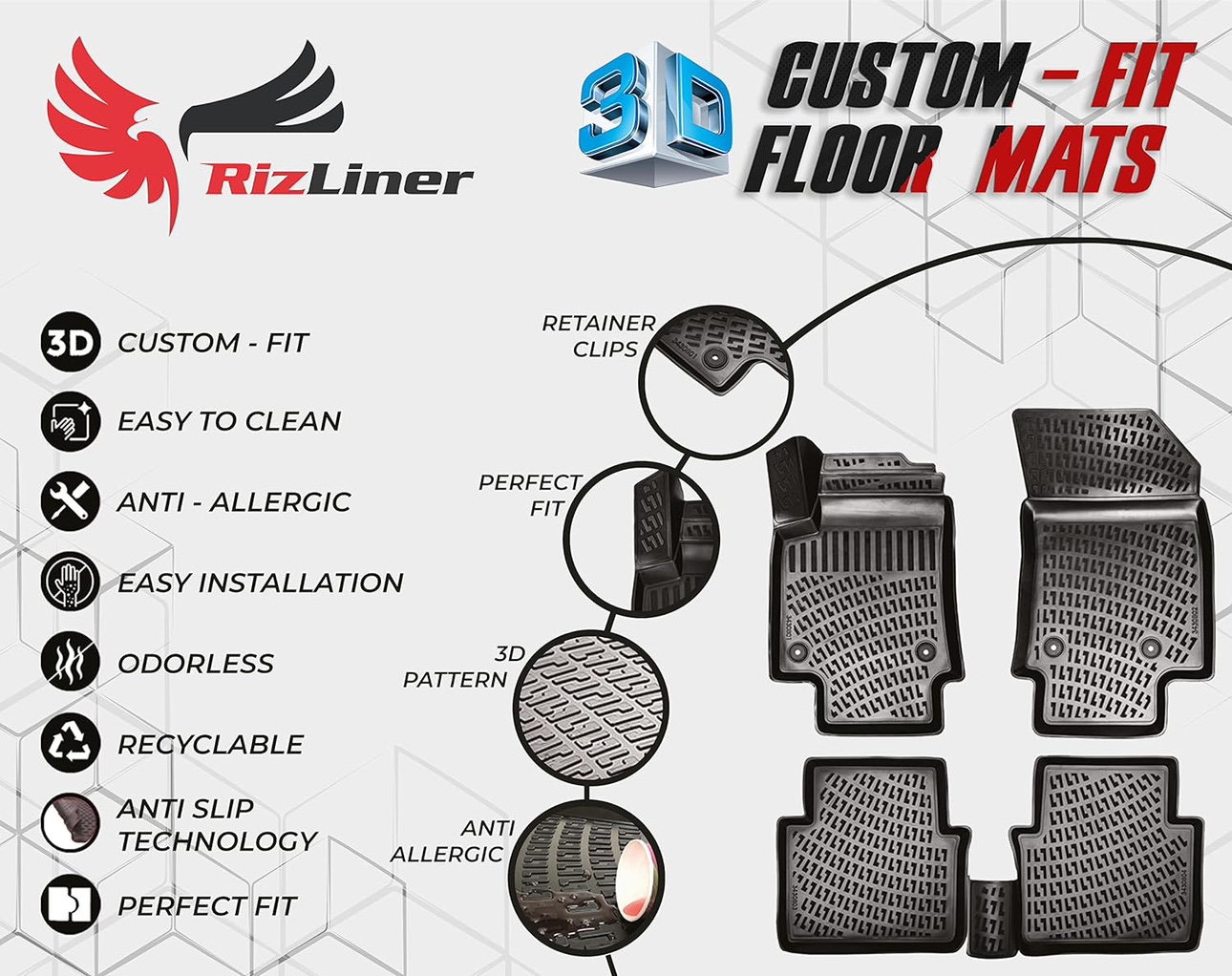 Toyota RAV 4 Hybrid 2019-2024 Floor Mats 3D Custom Fit - photo 2