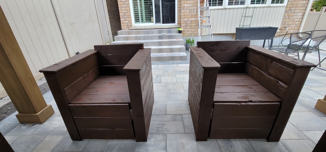 Two Wooden Chairs with Storage