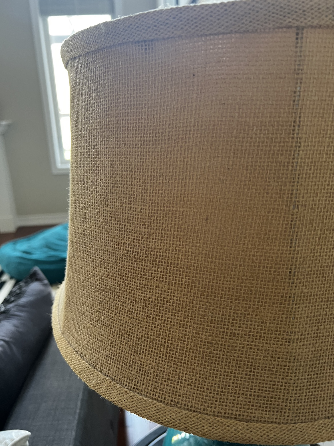 Teal Table Lamp with Burlap Shade - photo 3
