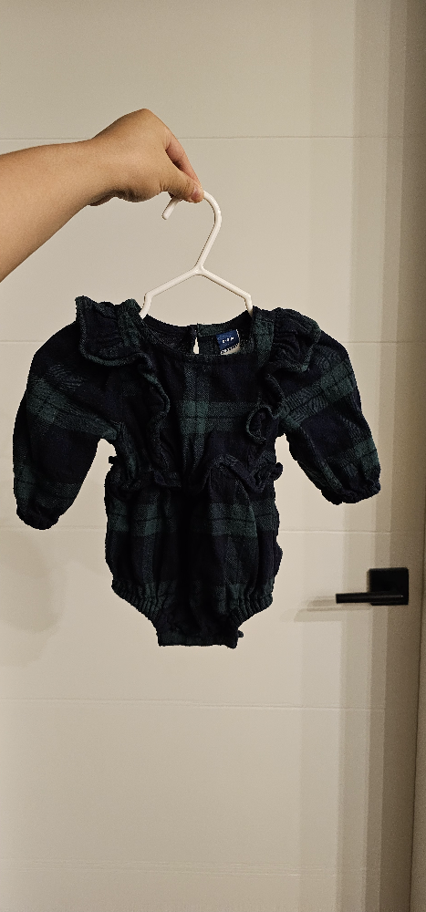 Green and Blue Plaid Baby Romper #freecycle