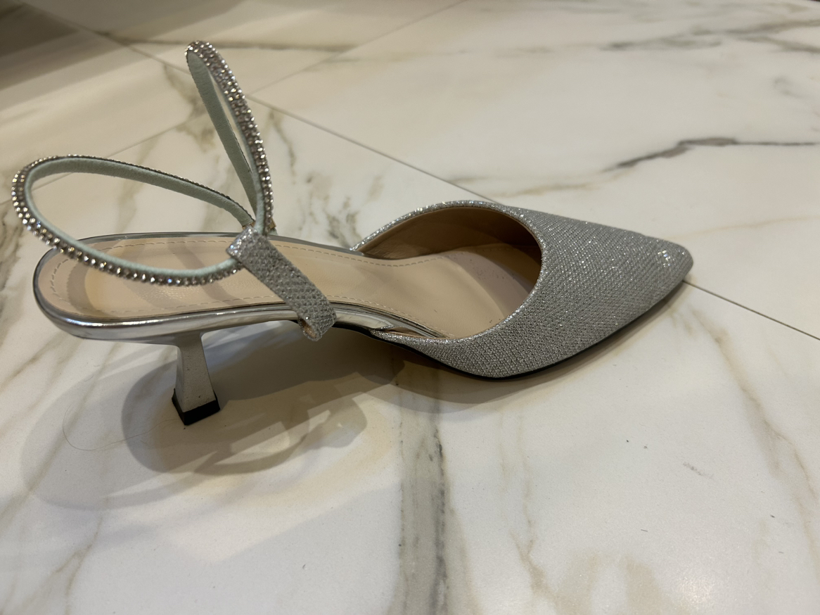 Silver sandals, size 40 EUR or 9-9.5 US