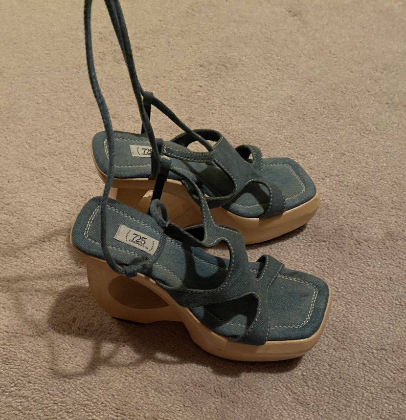 Blue Denim Platform Wedges