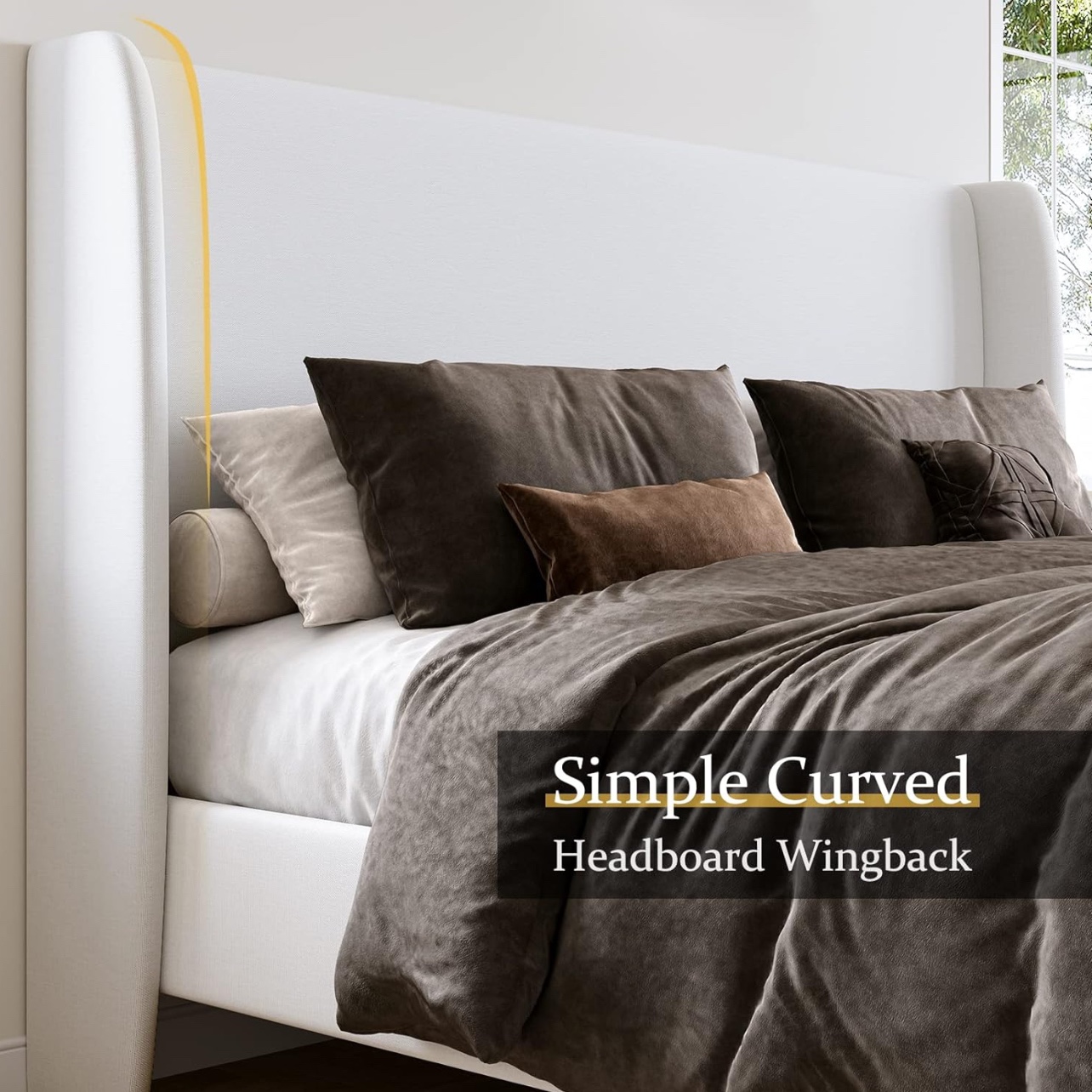 PICKUP ASAP: White Wingback Upholstered Bed Frame - photo 5