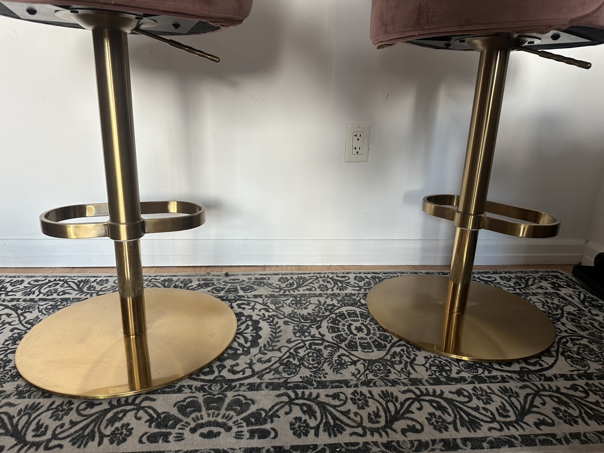 Adjustable Kitchen Counter Chairs in Pink Velvet (x2) - photo 5