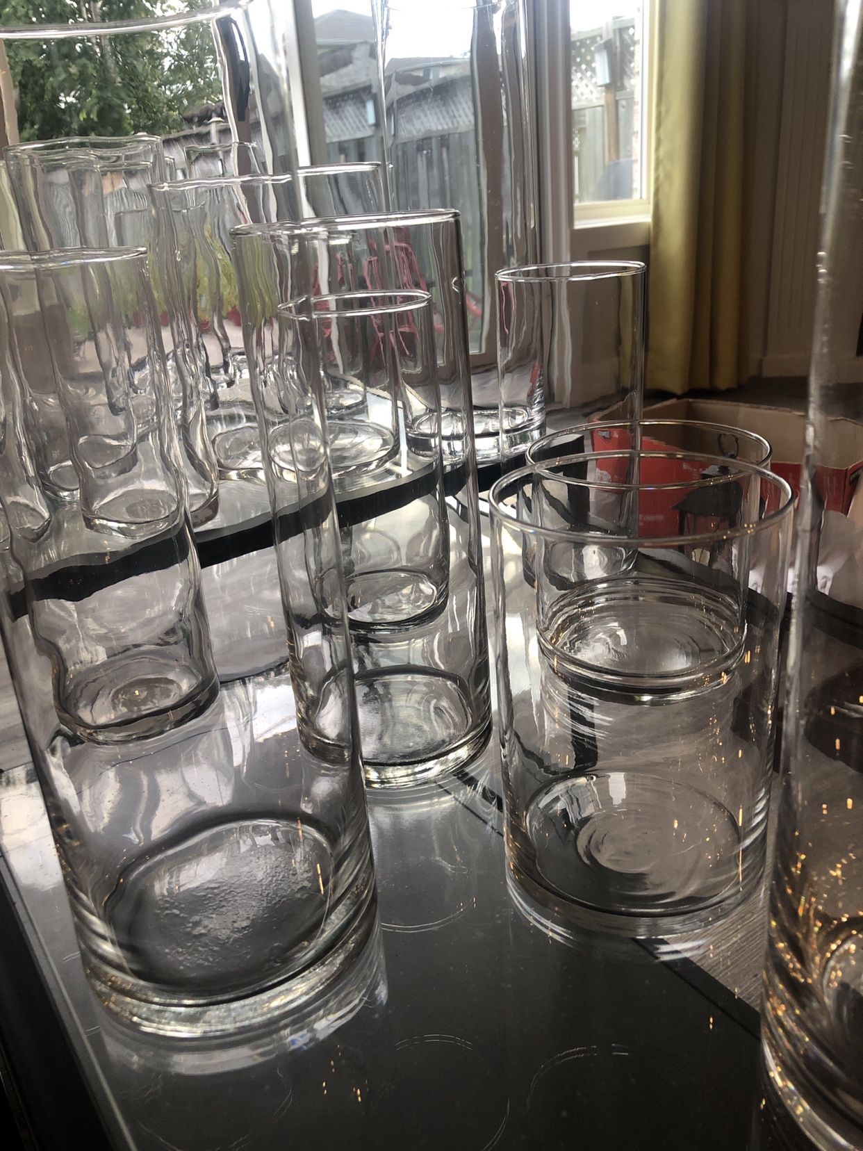 Assorted Glass Vases, Hurricane vases, wedding 21 piece image indicator(6)