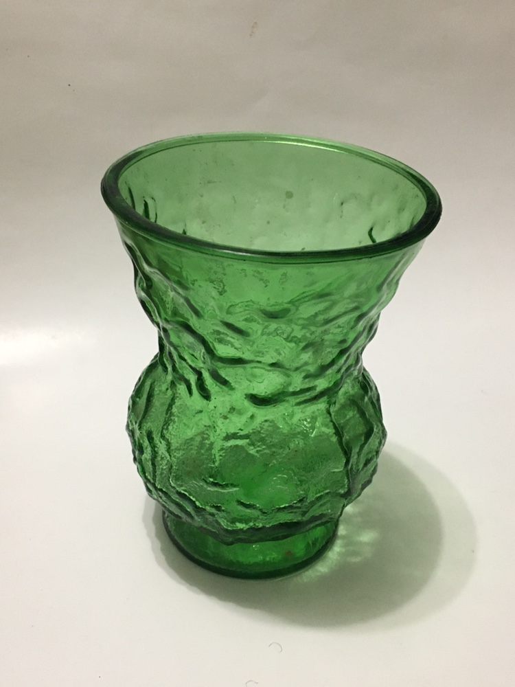 E.O BRODY EMERALD CRINKLE GLASS VASE thumbnail