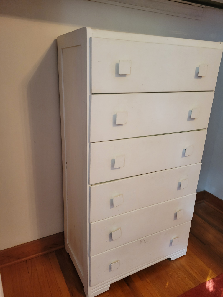 Vintage Wood White Dresser with Six Drawers - photo 2