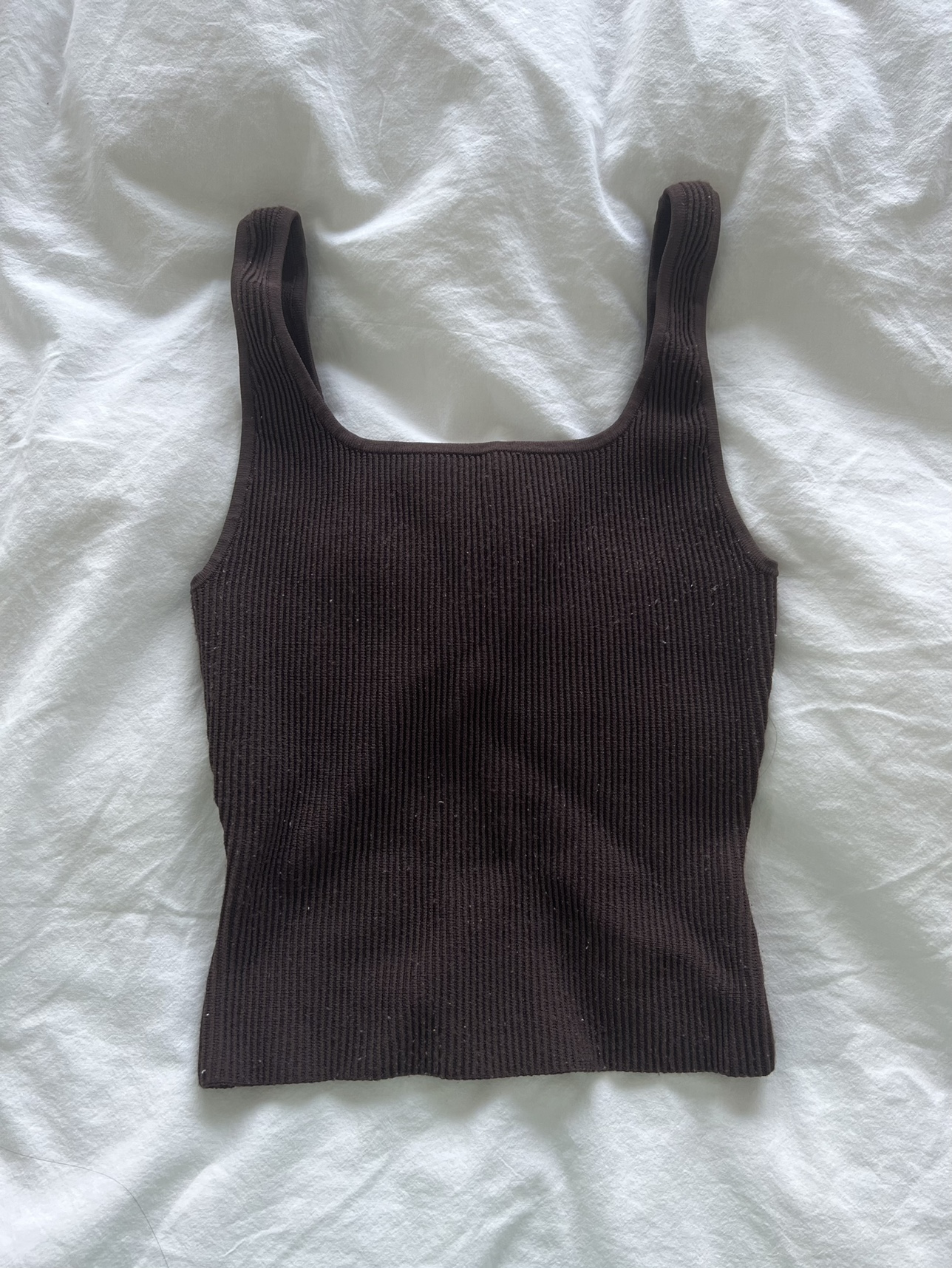 Brown Ribbed Tank Top