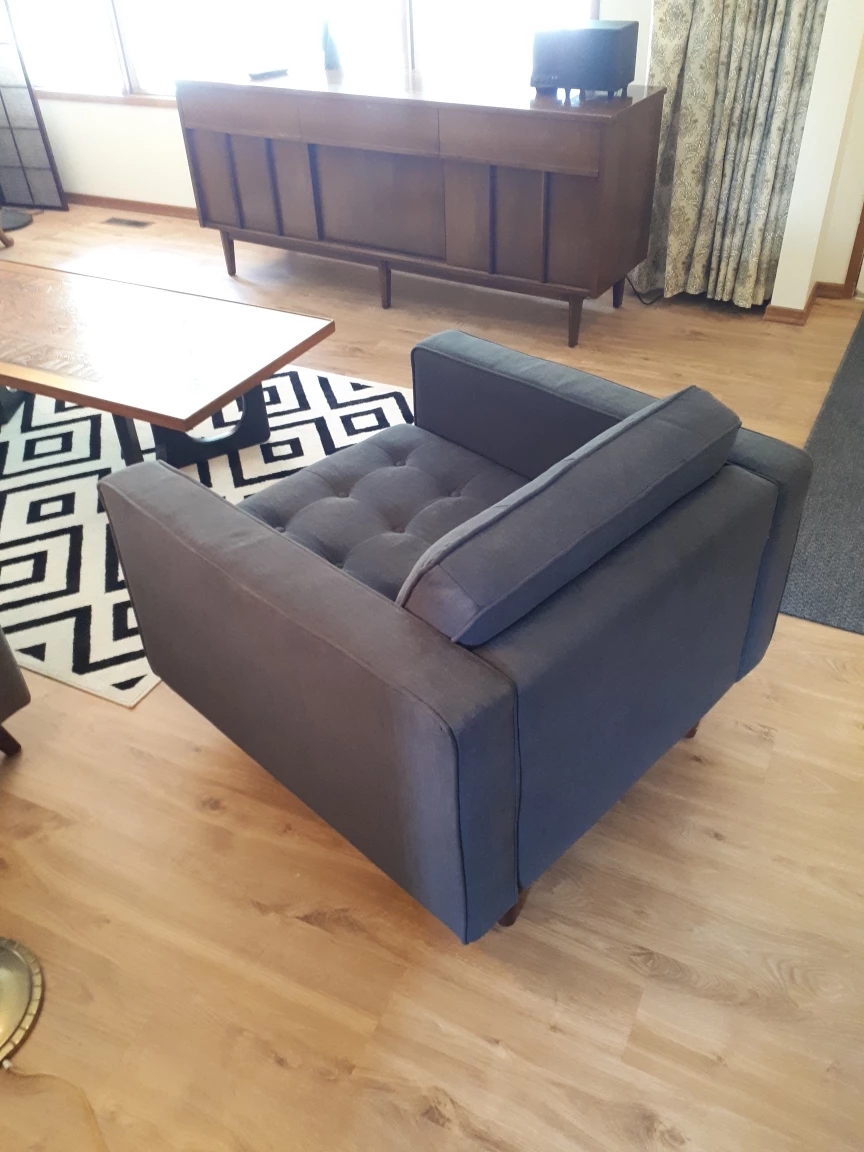 Deep Blue Danish Style Armchair Couch - photo 2