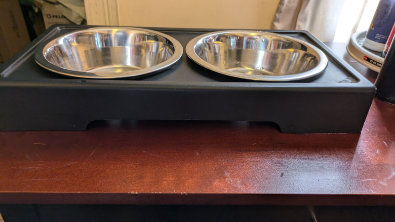 Double bowl Dog  stainless steel feeding bowl Set