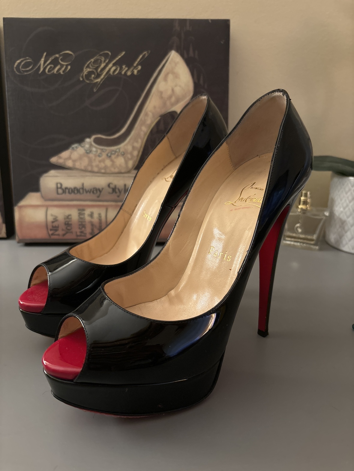 Christian Louboutin Black Peep Toe Heels - photo 3