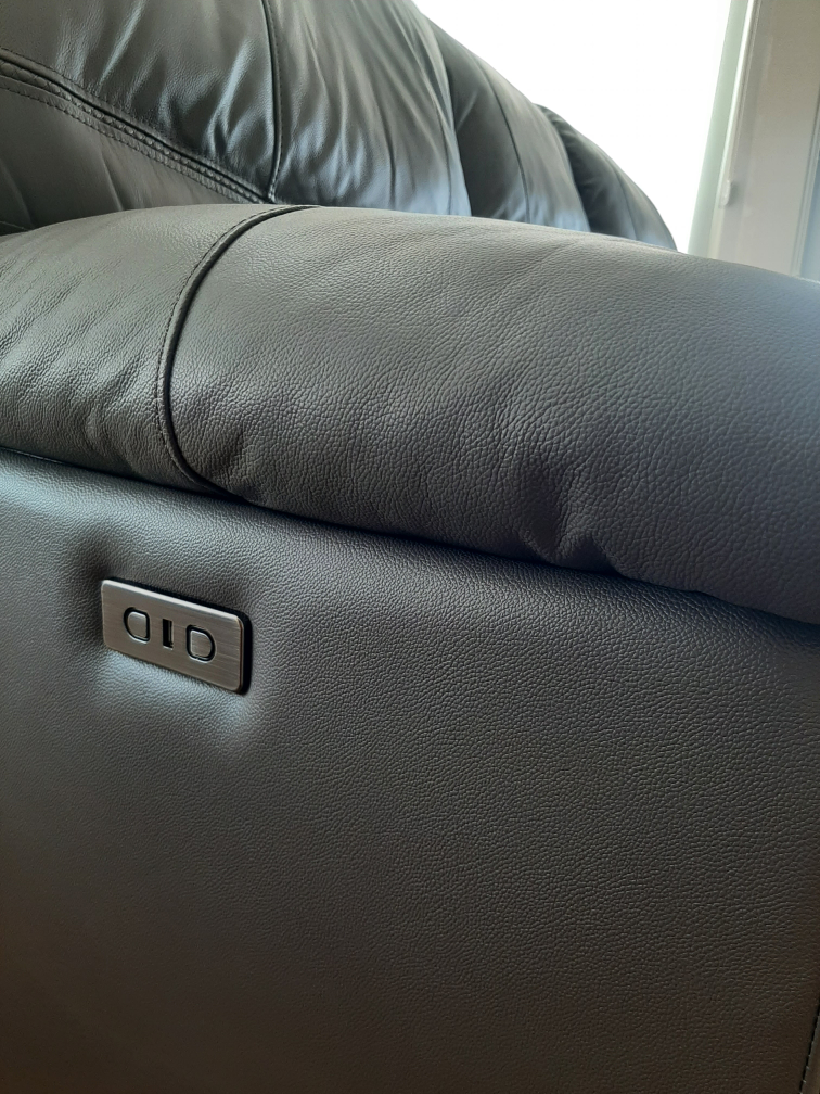 Grey Leather Power Recliner Sofa - photo 5
