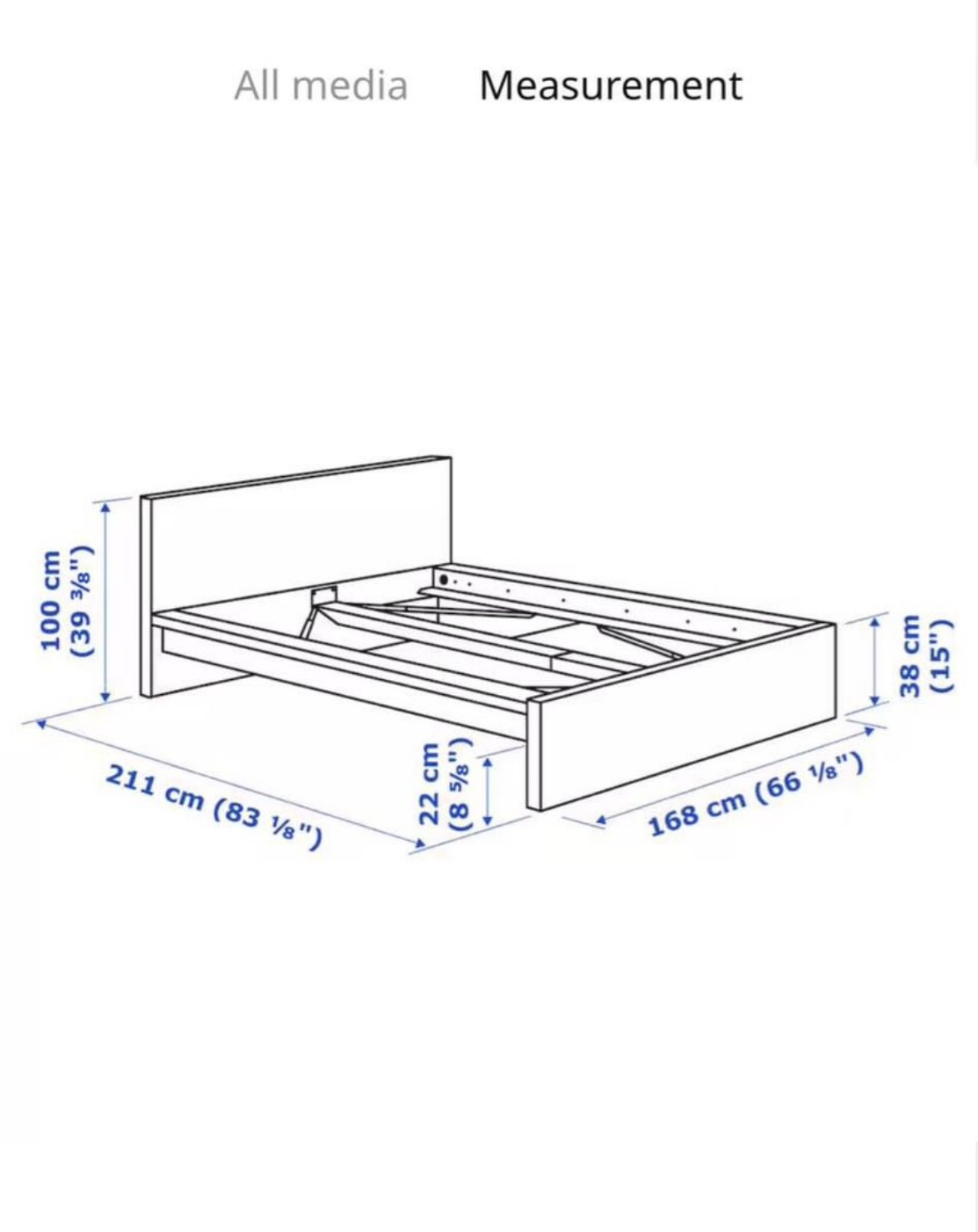 Ikea white queen bed, slates and mattress - photo 3