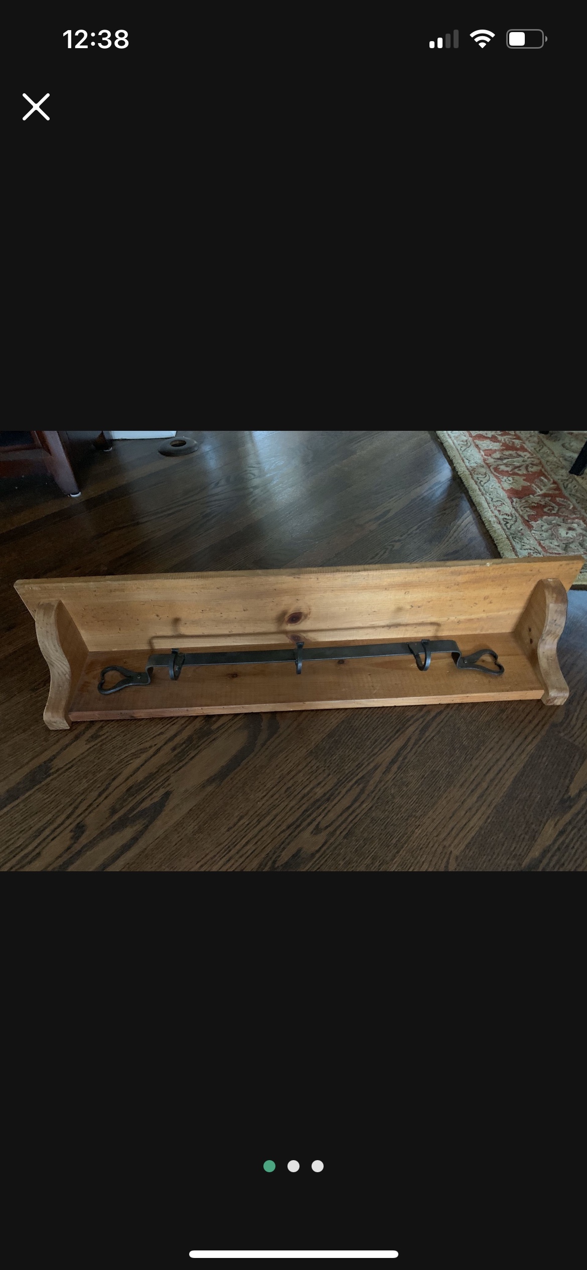Antique Wooden Shelf with Metal hangers