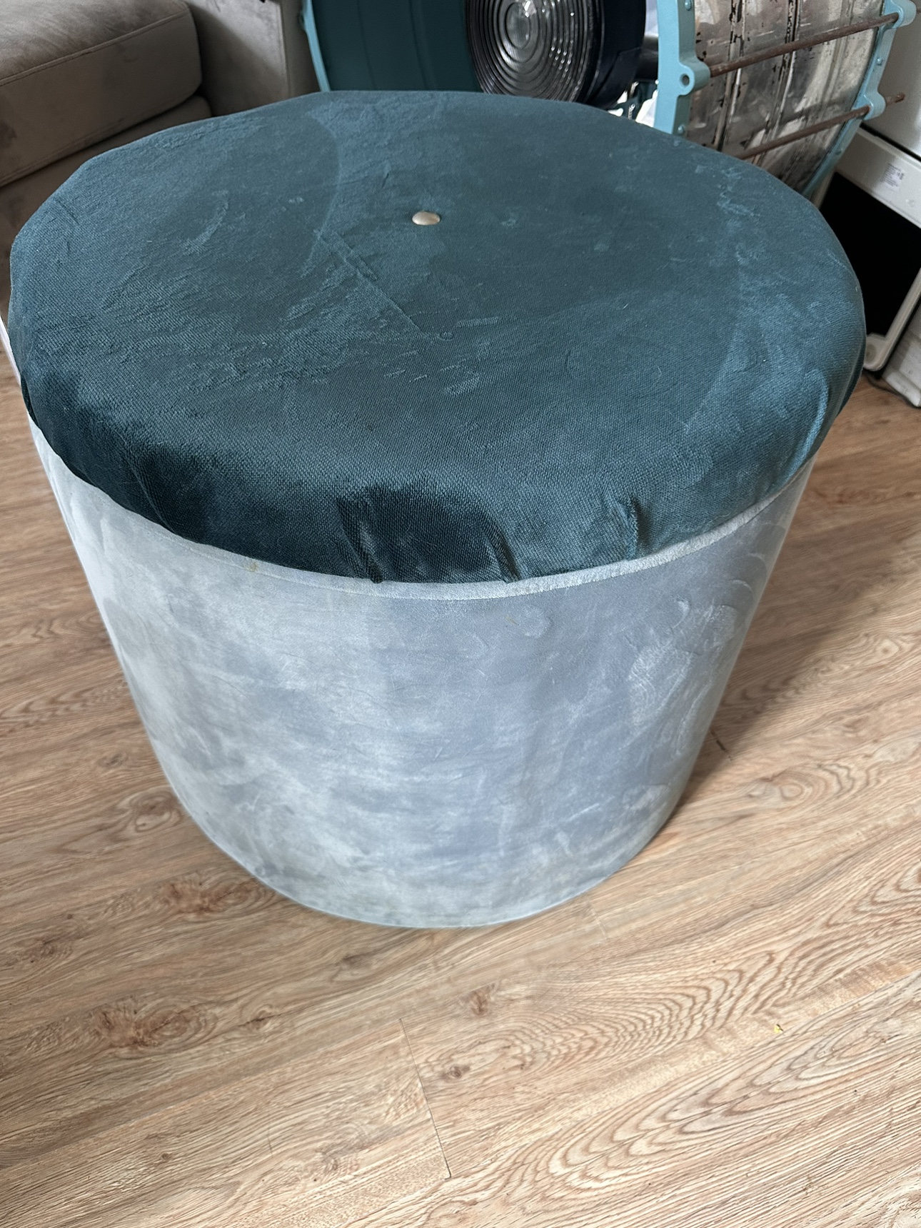 Teal Velvet Storage Ottoman