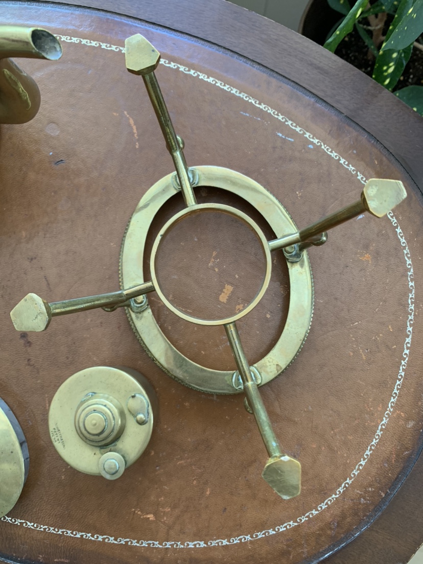 Antique Brass Tea Kettle with Stand - photo 4
