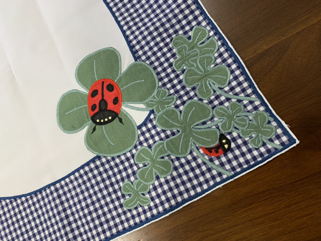Appliquéd Ladybug Tablecloth with Shamrocks image indicator(7)