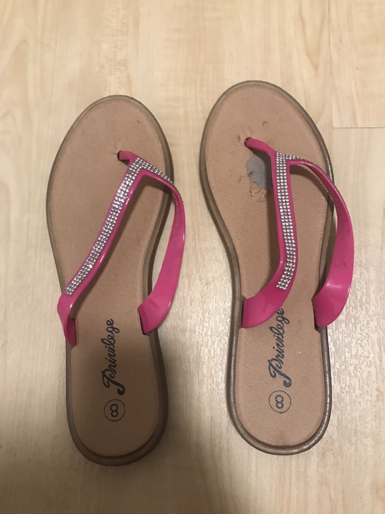 Pink Rhinestone Flip Flops
