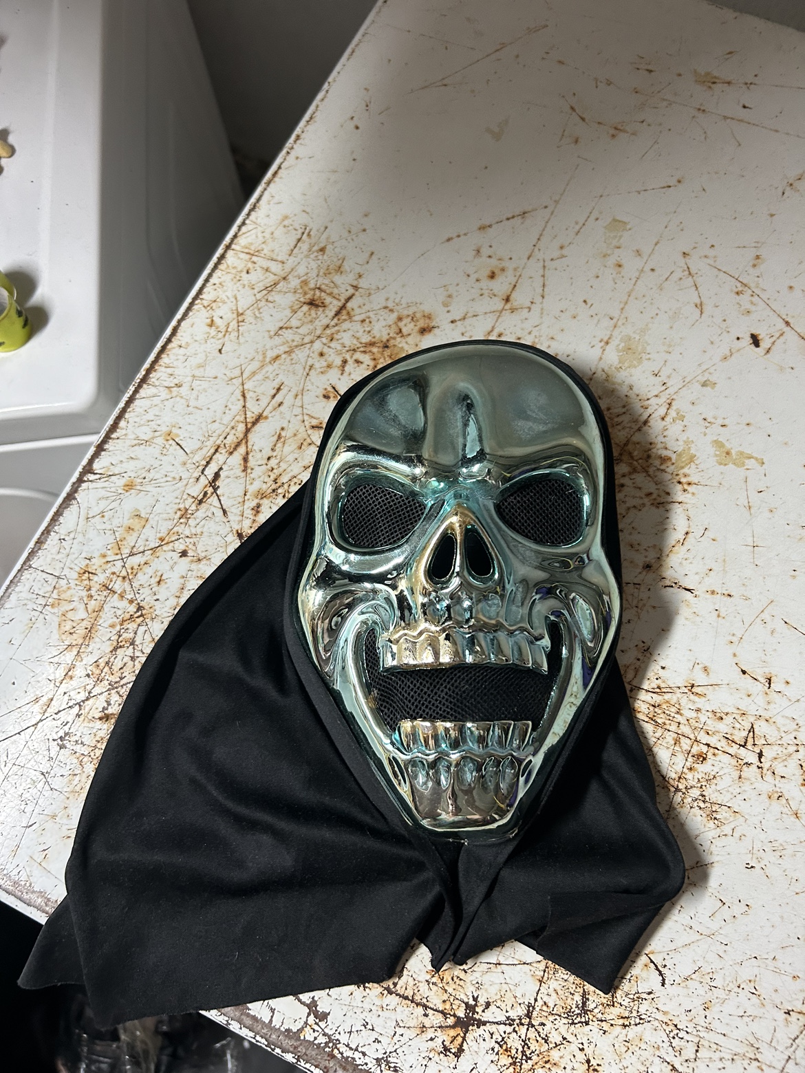 Silver Skull Mask with Hood
