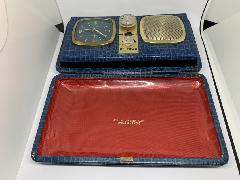 Vintage Folding Travel Alarm With AM Radio By DELFONIC thumbnail