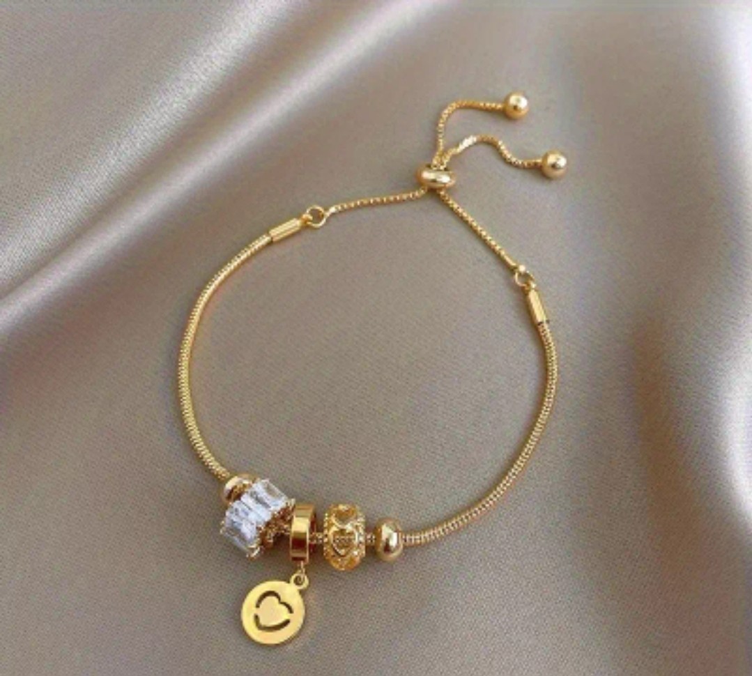 Gold adjustable Bracelet with Charms - photo 2