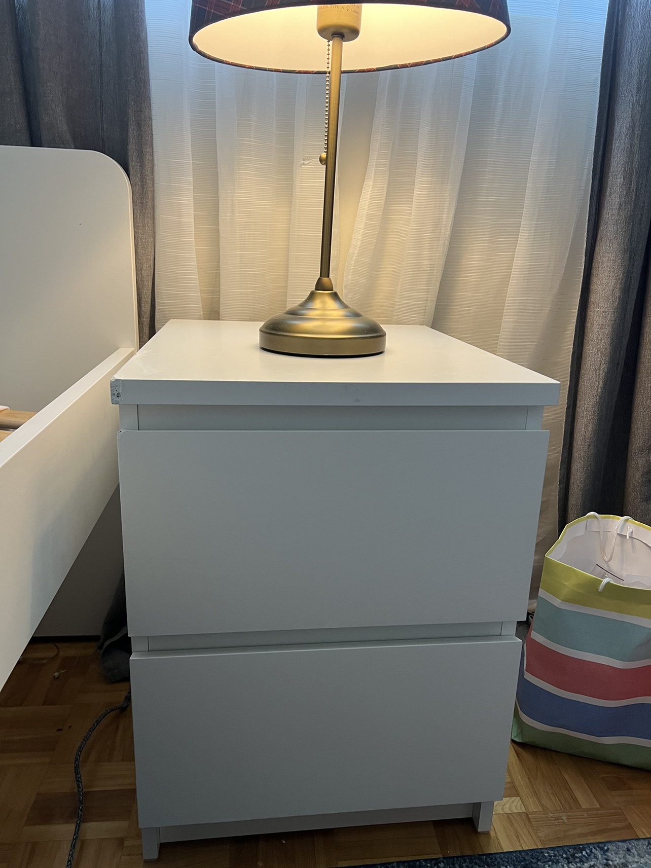 IKEA White Two Drawer Nightstand