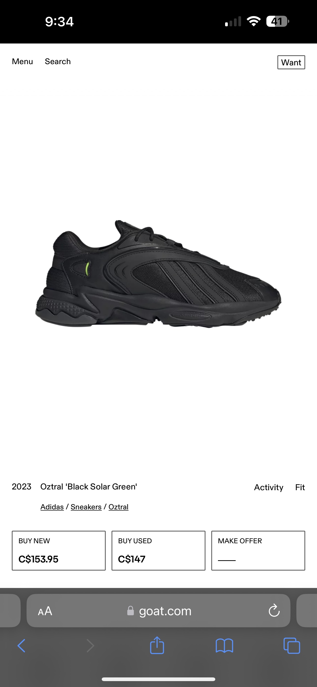 Mens adidas oztrail black solar green image indicator(6)