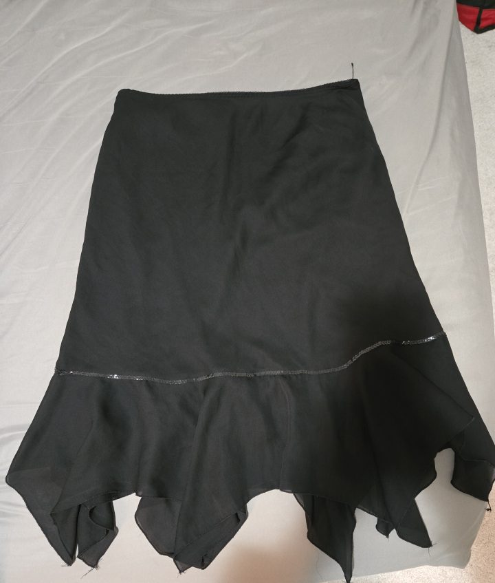 Black A-Line Skirt with Sequined Trim