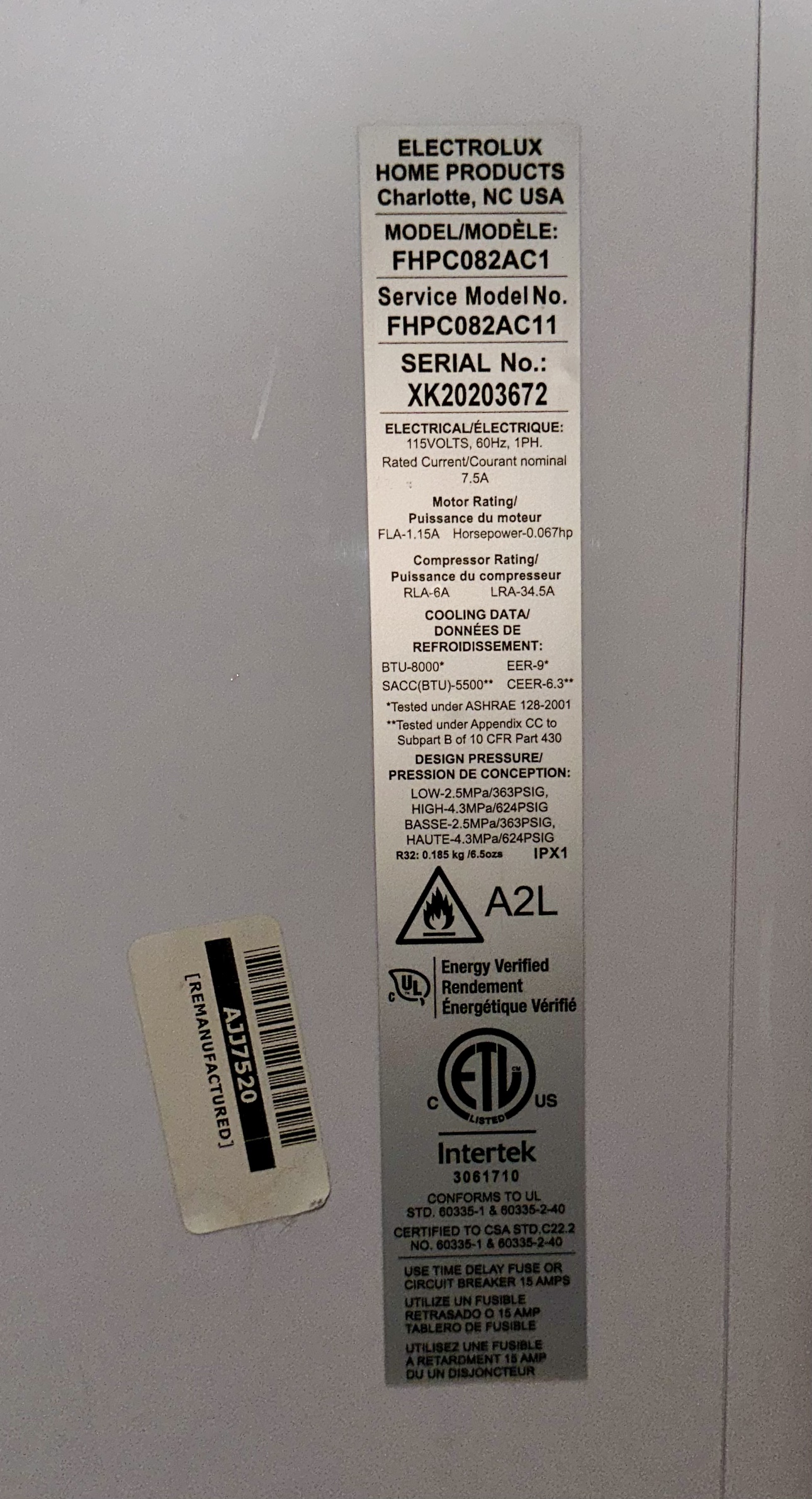 Air Condioner  Frigidaire 8000 BTU - photo 3