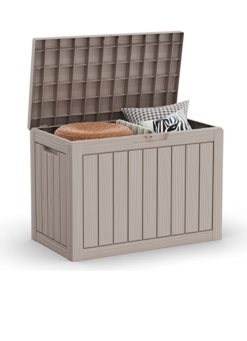 NEW 45 Gallons Light Brown Outdoor Resin Lockable Deck Box thumbnail
