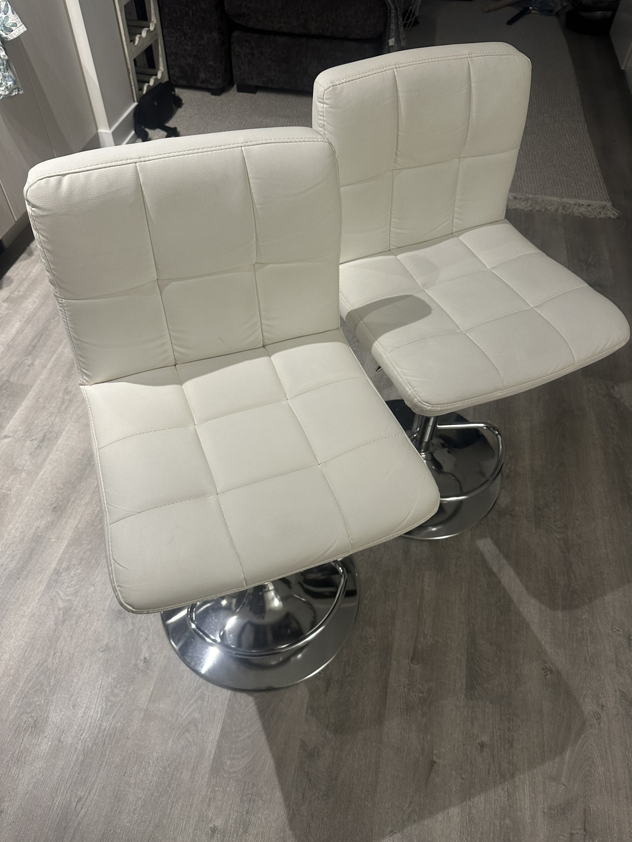 White Leather Stools - photo 2