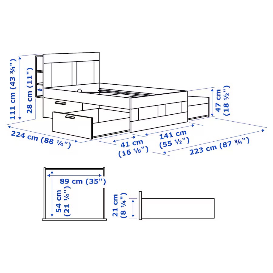Full size bed frame Headboard Storage - photo 3