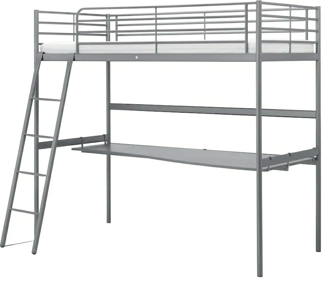 Ikea Metal Loft Bed with Desk