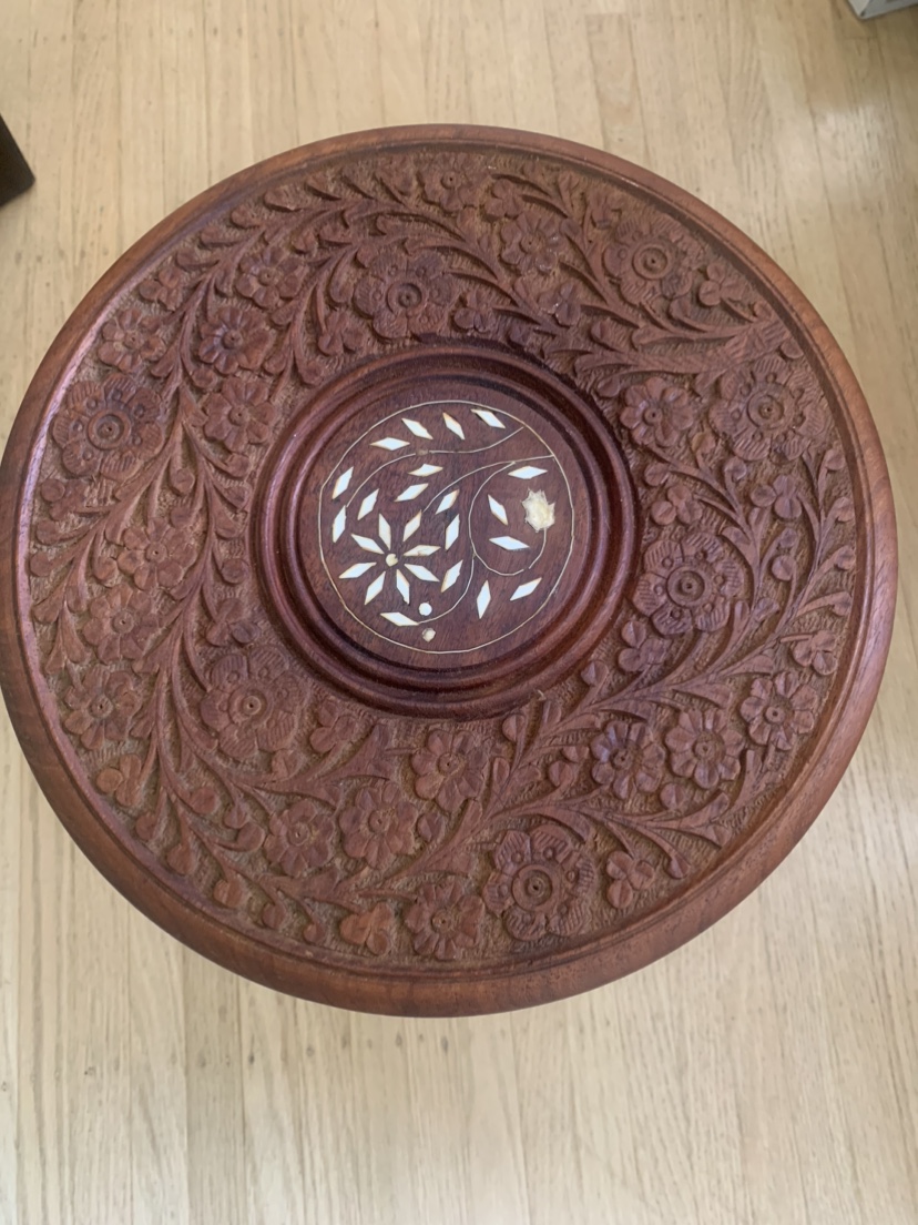Intricately Carved Wooden Plant Stand - photo 3