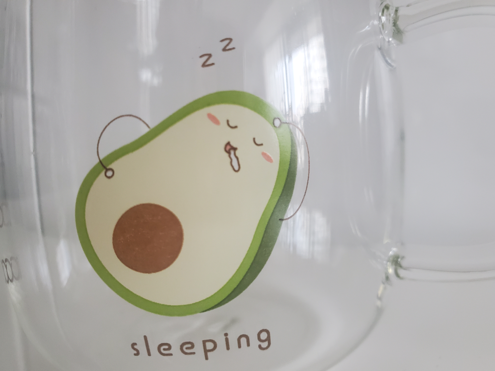 Glass mug cup - Sleeping Avocado