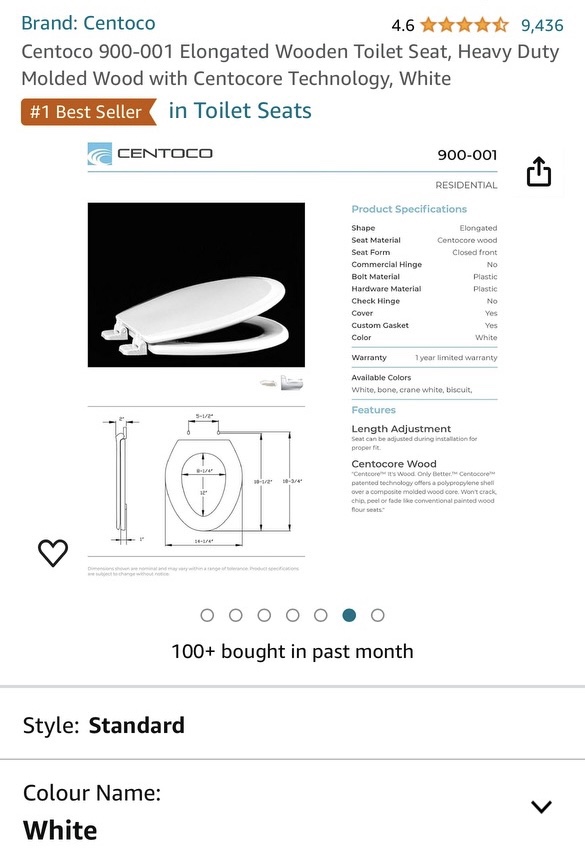Centoco Elongated Toilet Seat - photo 4