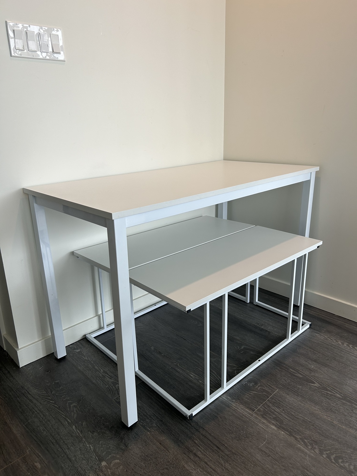 White Table and Bench Set - photo 2