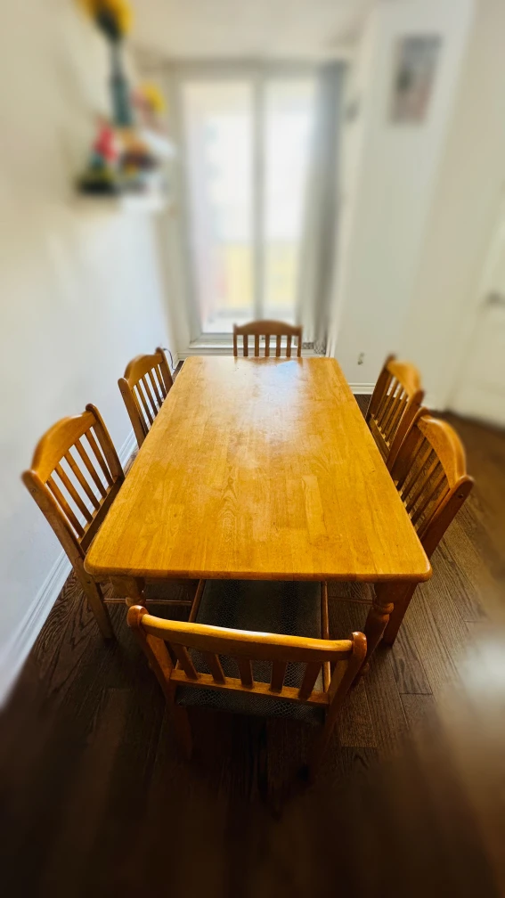 Dining Room Table and Chairs, 6 chairs 1 Center Table, Wooden