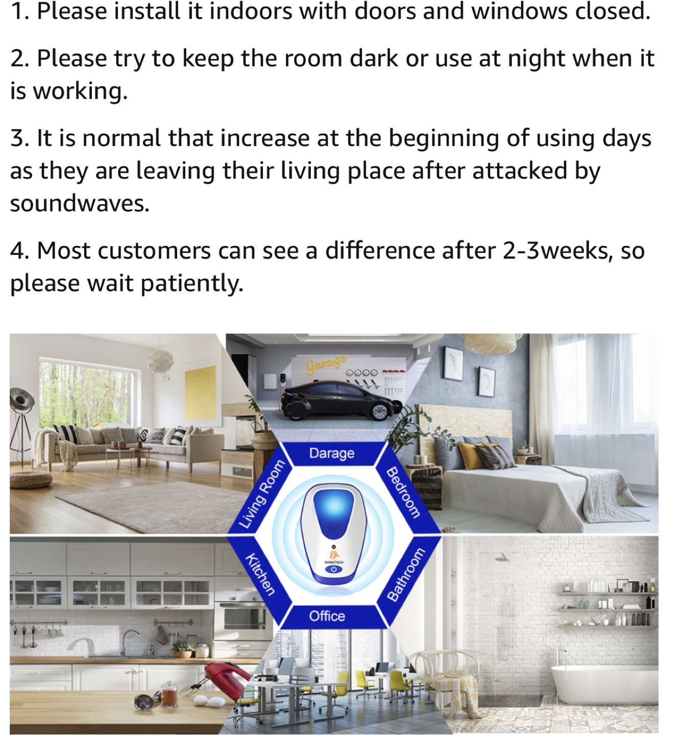 Ultrasonic Pest Repeller (4 Pack) image indicator(5)