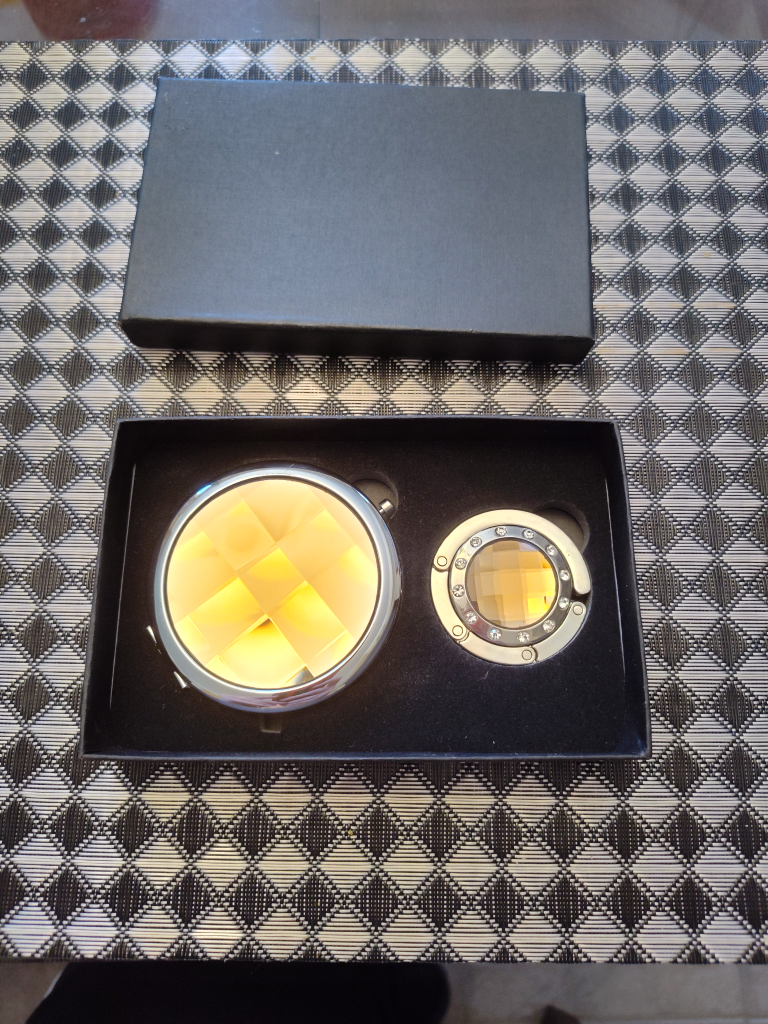 Handbag Hook with Mirror Amber jewel image indicator(5)