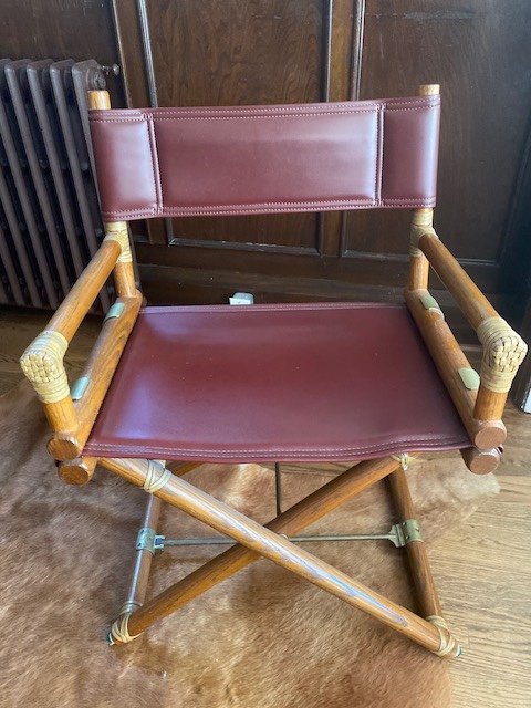 McGuire directors chairs with glass top table - photo 3