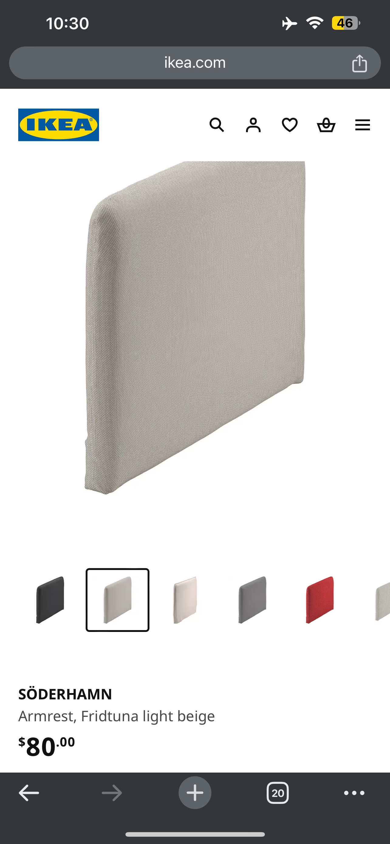 IKEA SÖDERHAMN Armrest white image indicator(3)