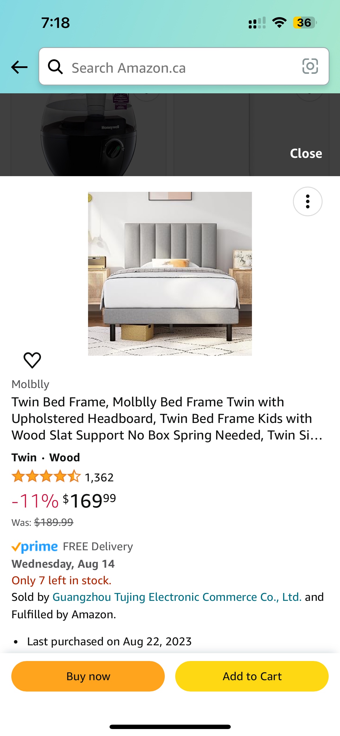 Twin bed frame + zinus 8 inch spring mattress - photo 2