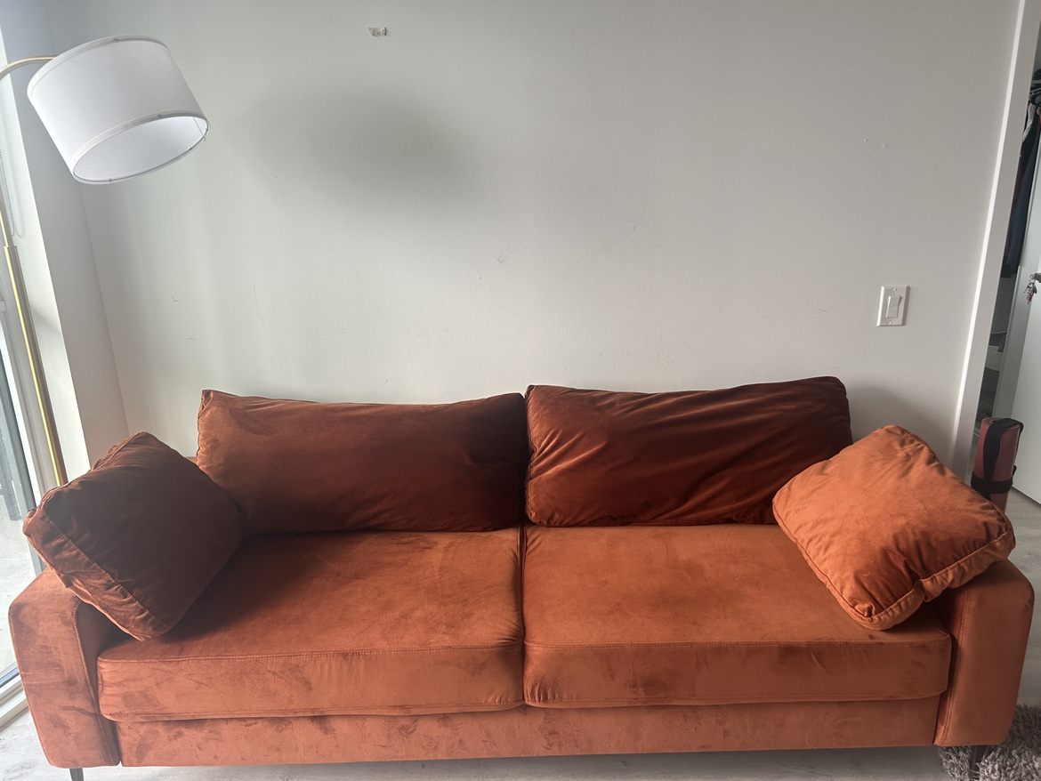 Mid century modern velvet sofa - photo 4