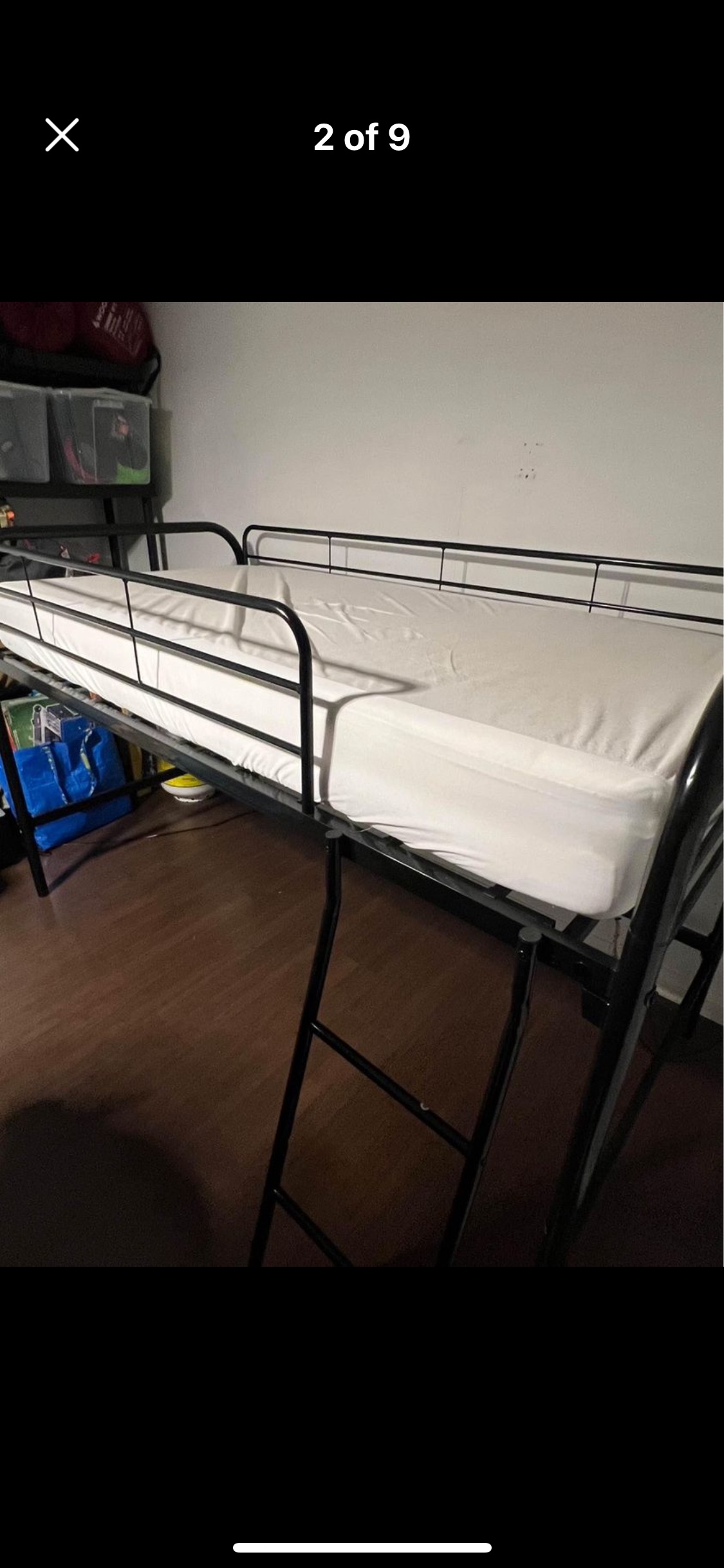 Black Metal Loft Bed - photo 2