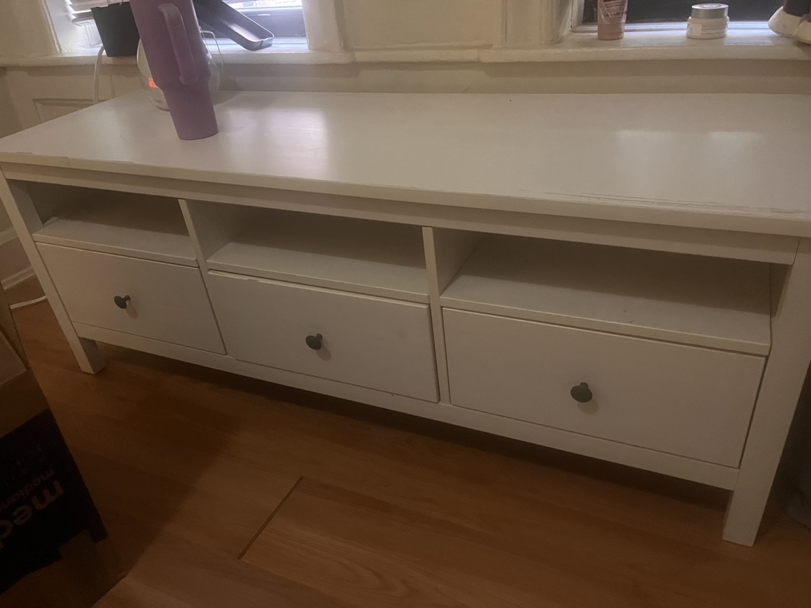 White TV Stand with Drawers