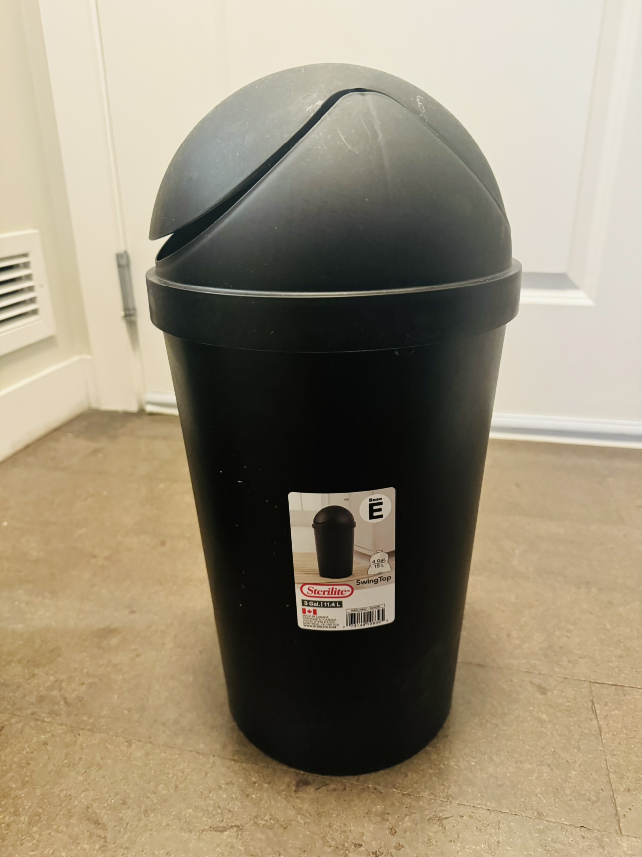 3 Black Garbage Cans and 1 white dishes rack - photo 3