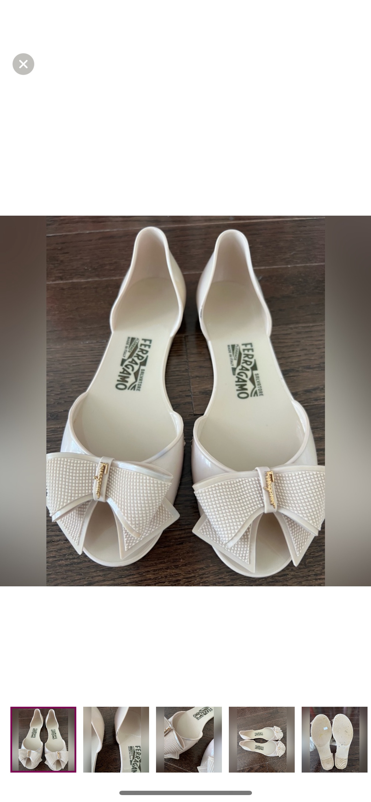 Salvatore Ferragamo Beige Bow Flats 7.5 thumbnail