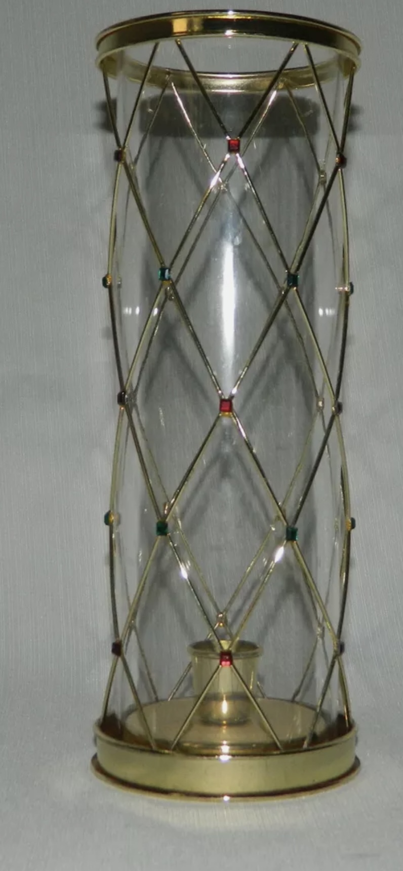 Brass Teleflora Hurricane Lamp Candle Holder image indicator(2)